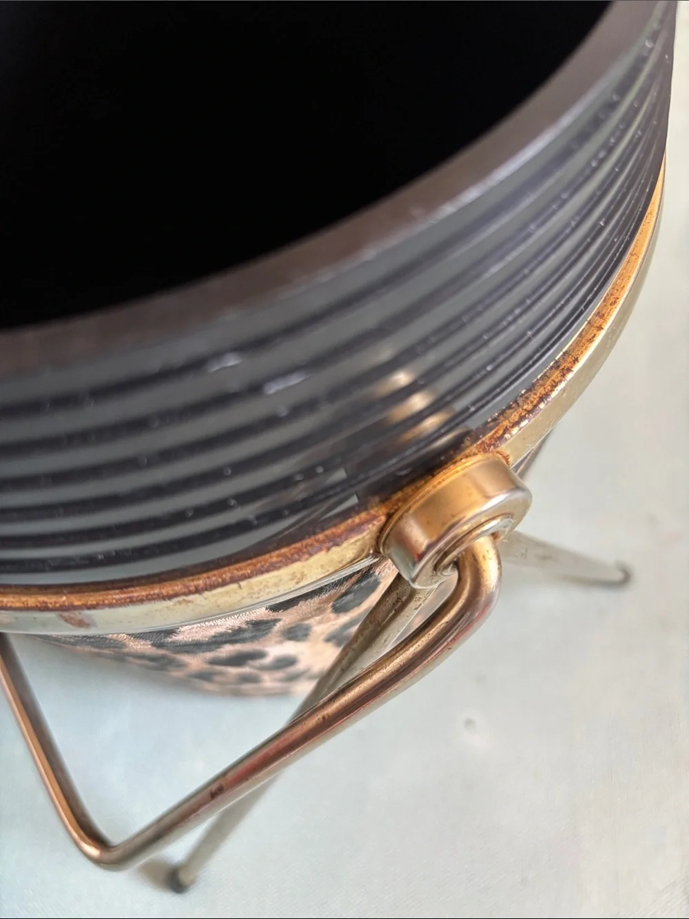 Vintage MCM Leopard Print Ice Bucket with Lid